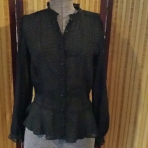 Sheer black swiss dot blouse